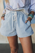 LDC Stripe Drawstring Elastic Waist Casual Denim Shorts|S-4X
