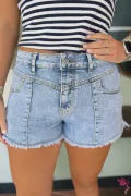 Myosotis High Waist Frayed Denim Shorts