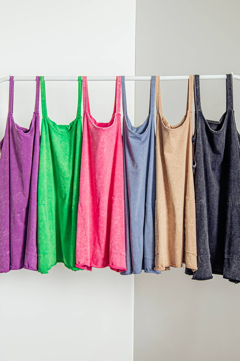 Mineral Washed Knit Mini Dress with Shorts Inside