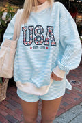 LDC USA Striped Colorblock Two Piece Short Set