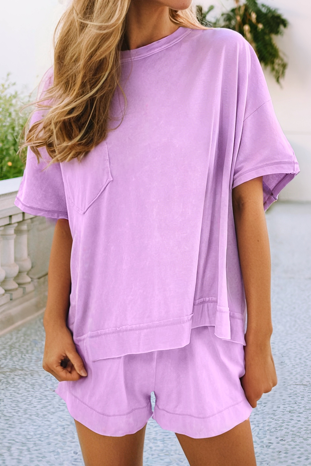 LDC Casual Shift Solid Short Sleeve Top and Shorts Set