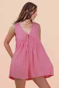 Mineral Washed Pleated Romper