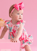 Ruffle Bubble Romper - Hibiscus