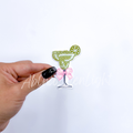 Dainty small margarita glass bow embroidery patch iron on