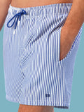 Men's Blue Seersucker Performance Hybrid Swim Trunks