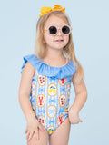 Lobster Lemon Bow Ruffle Swimsuit
