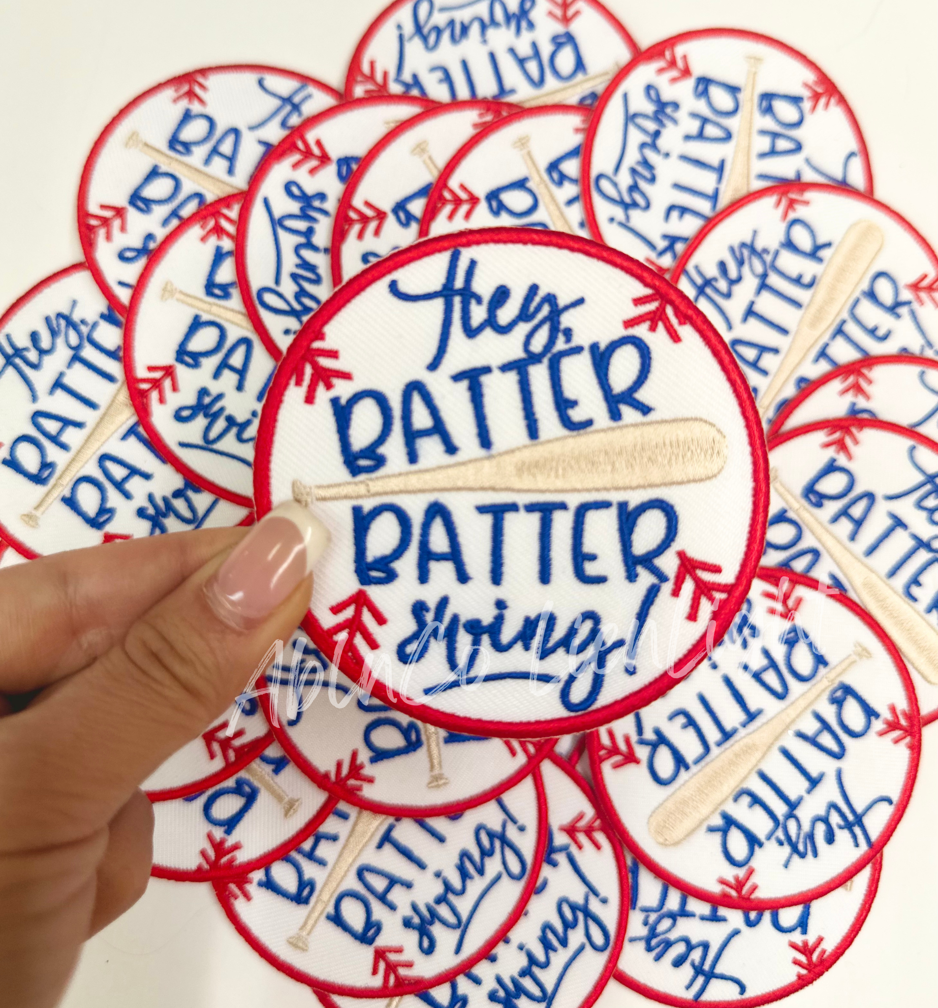 Hey batter batter swing baseball trucker hat patch iron on