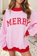 NEW Polka Dot Contrast Trim Mock Neck Oversized Sweatshirt