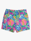 Boys Neon Ocean Coral Performance Hybrid Swim Trunks