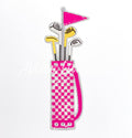 Pink Checkered Golf Caddie Bag Sequin Patch - Large
