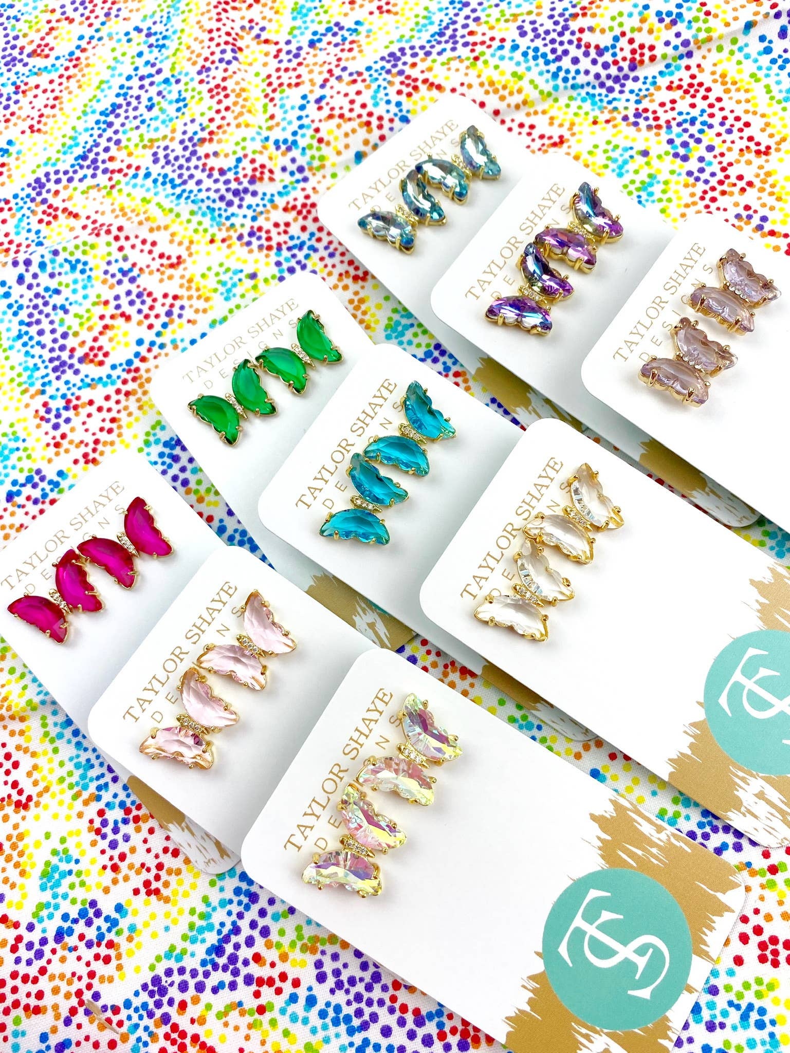 Colorful Crystal Butterfly Studs