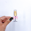 Dainty small champagne glass bow embroidery patch iron on