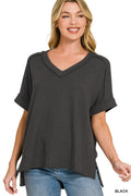Ribbed V-Neck Tee