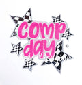 Pink Comp Day Checkered Star Sequin Chenille Patch - Large 