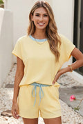 LDC Casual Solid Colorblock Short Sleeve Set|XS-4X