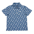Inshore Boys Performance SS Polo Blue/White Fish 