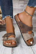 LDC Western Suede Rivet Hollow Out PU Leather Slip-on Shoes