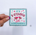 It’s 5 o’clock somewhere glitter embroidery patch iron on