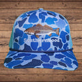 Blue Duck Camo Trucker Hat with Embroidered Redfish