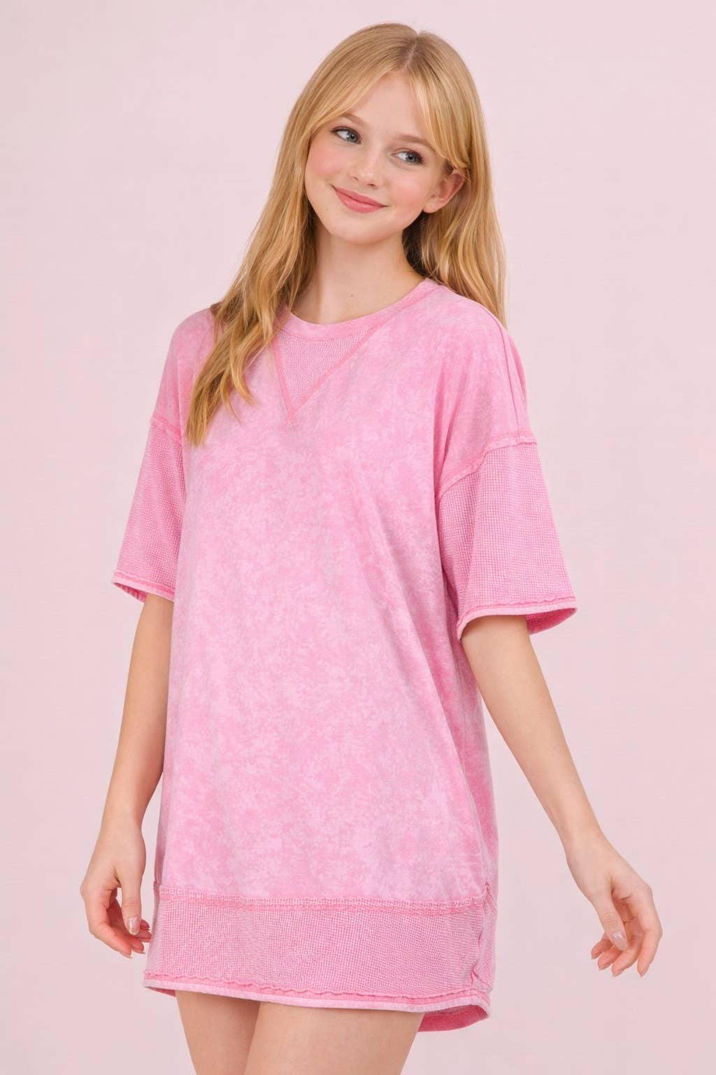 Mineral Washed Comfy Casual Knit Mini Dress