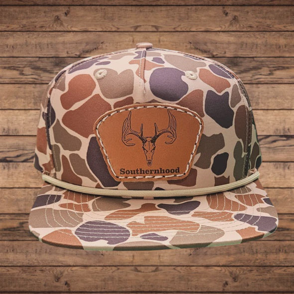 Leather Flag Patch, Classic Duck Camo Rope Hat