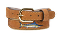 Marlin Embroidered Nubuck Tan Leather Belt.