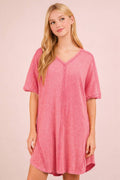 Mineral Washed Ribbed Knit Shift Mini Dress