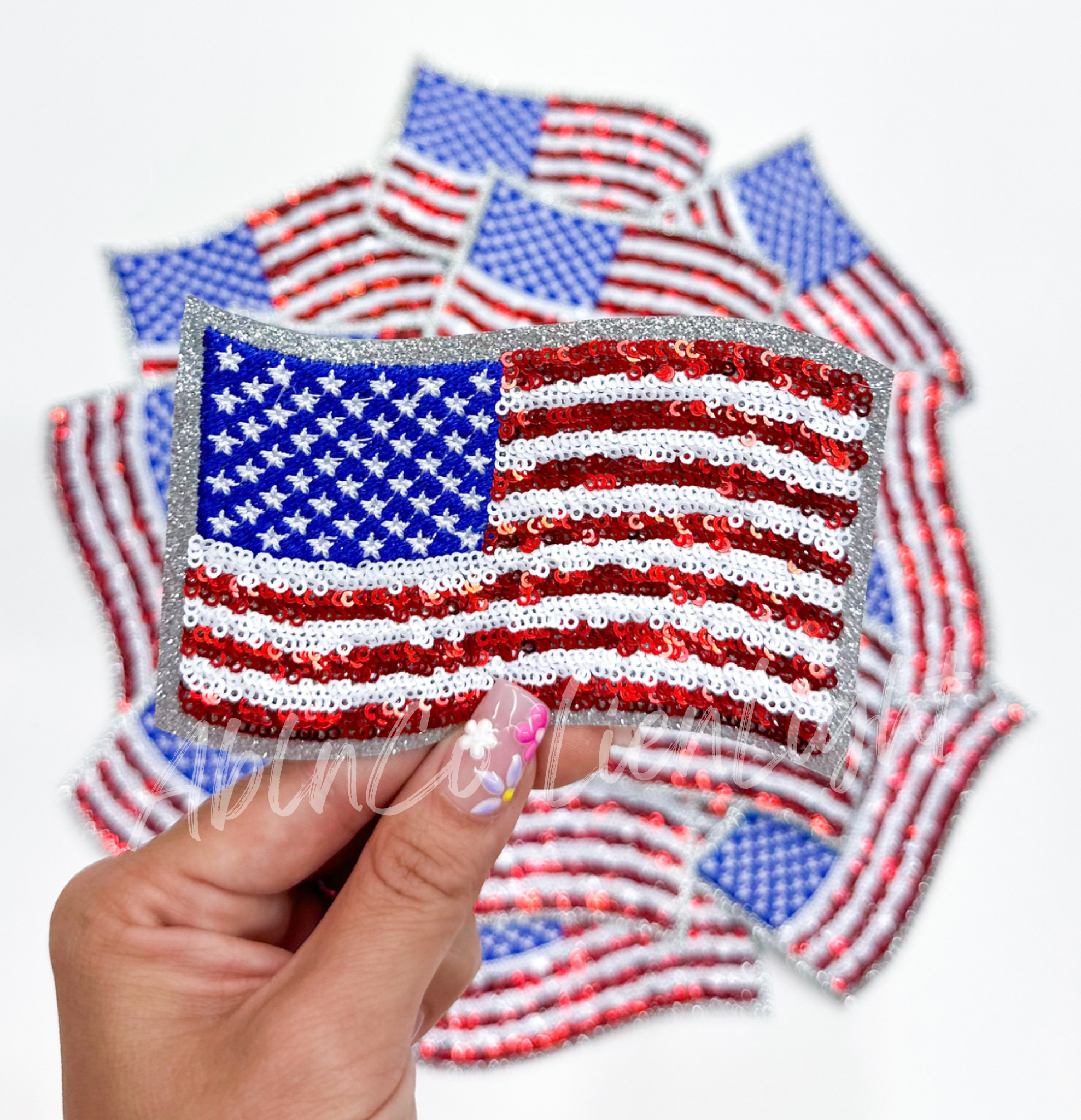 American Flag USA 4th July Holiday Sequin Patch