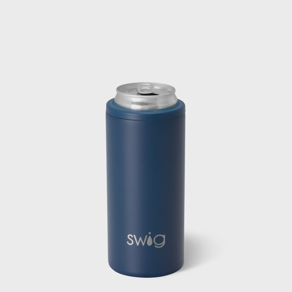 Swig Life Navy Skinny Can Cooler 12oz